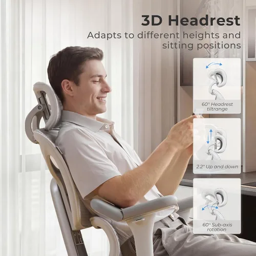 Vista 3 de Welax Silla de oficina ergonómica con reposapiés, silla de oficina de malla con reposabrazos 6D y reposacabezas 3D, silla de escritorio S9 Pro
