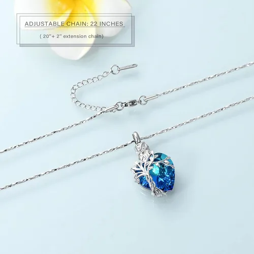 Vista 39 de Imrsanl Collar de urna de árbol de la vida con forma de corazón, joyería de cremación para hombres y mujeres, recuerdo, joyería conmemorativa