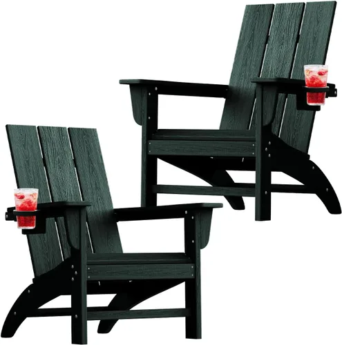 Vista 11 de Silla Adirondack moderna, sillas de patio de plástico HDPE para todo tipo de clima, silla para hoguera, sillas de césped al aire libre para terraza