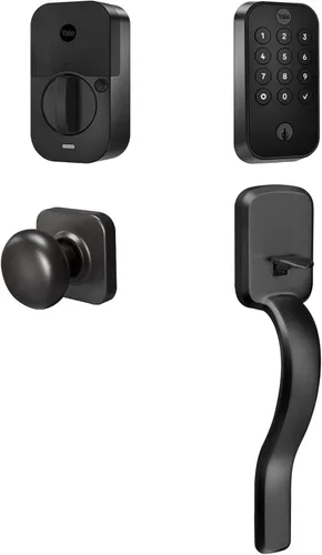 Vista 10 de Yale Assure Lock 2 - Cerradura con teclado y Bluetooth con palanca Norwood en cuero negro satinado