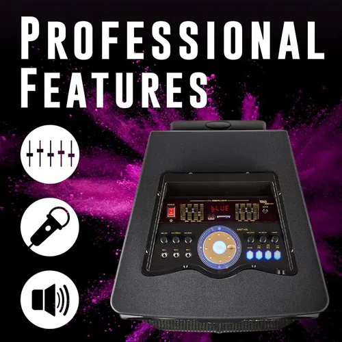 Vista 6 de QFX Altavoces Bluetooth grandes profesionales E-1500 Sistema de altavoces PA portátiles Woofers duales de 15 pulgadas, tweeter de 1.5 pulgadas