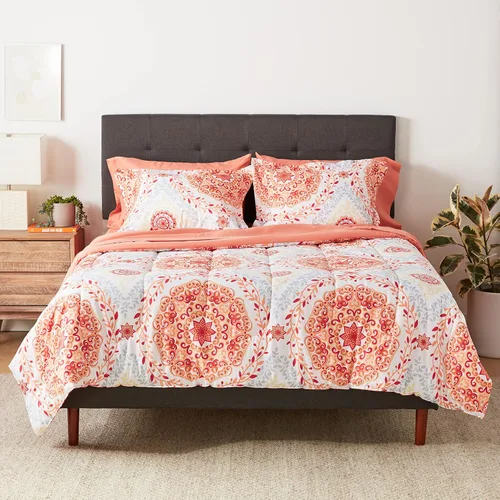 Vista 10 de Amazon Basics - Juego de edredón Twin/Twin XL con sábanas, juego de ropa de cama de 5 piezas, microfibra ligera azul Calvin a rayas, en una bolsa
