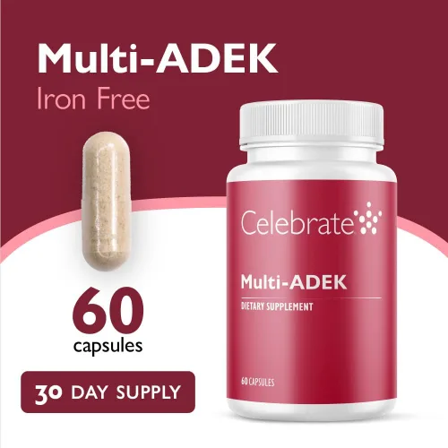 Vista 2 de Celebrate Vitamins Multi ADEK - Multivitamínico bariátrico sin hierro, cápsulas vegetales fáciles de tragar para pacientes con interruptor duodenal