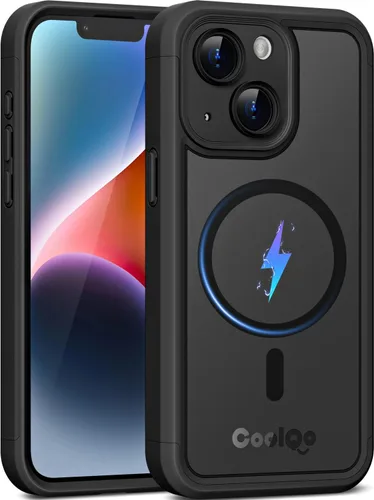 Vista 43 de COOLQO Funda magnética para iPhone 12, doble capa mate resistente a los arañazos, color negro