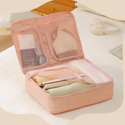 Vista 8 de 3 Pocket Travel Organizers Bag Large Capacity Breathable Meshes Storage for Clothes Underwear Luggage