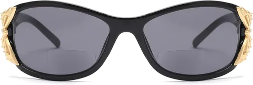 Vista 2 de JM Paquete de 2 lentes de sol de lectura bifocales para mujer, a la moda, para lectura al aire libre, protección UV400 Negro