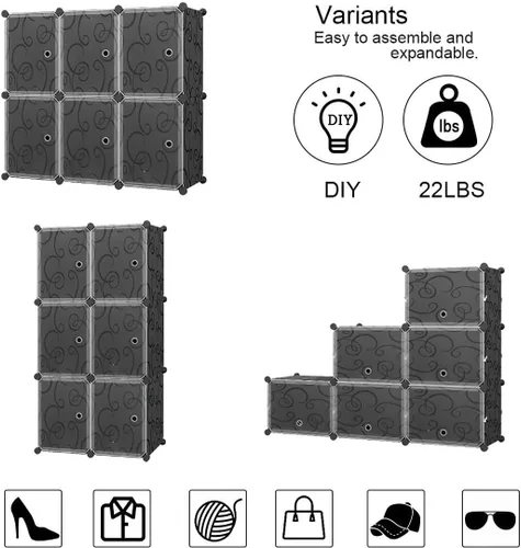 Vista 6 de KOUSI Zapatero portátil organizador de 96 pares de estantes de torre de almacenamiento extensible para tacones, botas, pantuflas, 4 x 12 niveles