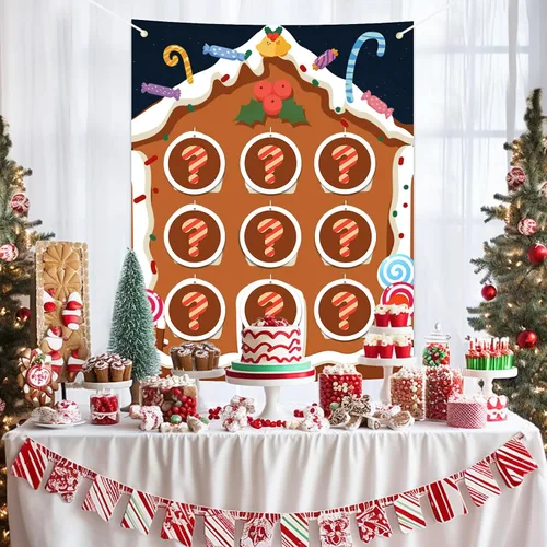 Vista 7 de BLOOMWIN Gender Reveal Tic Tac Toe - Ideas de revelación de género de Navidad Gingerbread Boy o Girl Gender Reveal Games Red and Green - Giant