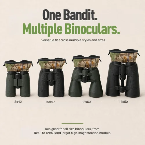 Vista 4 de Bino Bandit - Protector ocular binocular resistente al agua para bloquear el deslumbramiento y reducir la fatiga ocular, camuflaje alpino de montaña