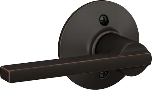 Vista 9 de Schlage F51A LAT 716 Latitude - Manija de puerta con bloqueo de entrada con llave, en acabado de bronce envejecido