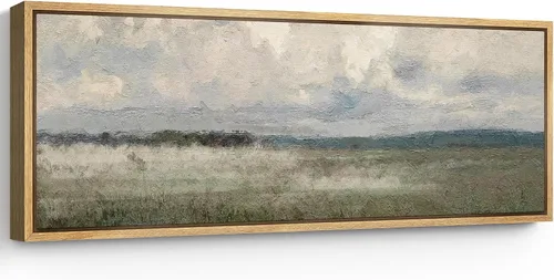Vista 84 de SIGNFORD Lienzo enmarcado extragrande para pared, diseño de flores silvestres, paisaje, campo escénico con flores florecientes, ilustraciones