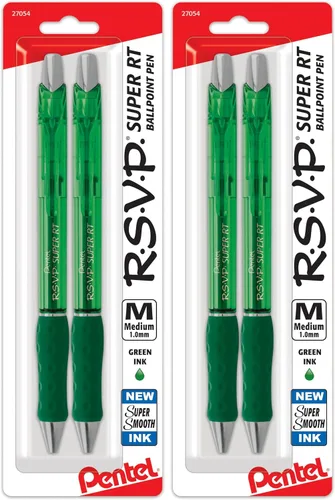 Vista 10 de Pentel RSVP Bolígrafo retráctil súper suave, surtido, paquete de 8 (BX480BP8M)