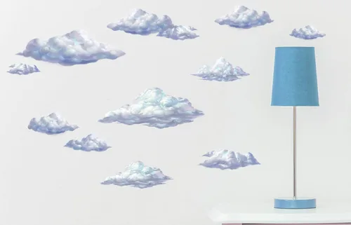Vista 2 de Create-A-Mural Calcomanías de pared de nube de cielo, hermosas calcomanías de pared para niñas, calcomanías de arte de pared para dormitorio