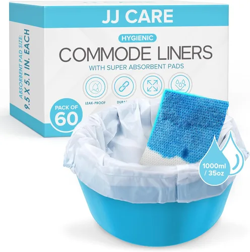 Vista 7 de JJ CARE Bolsas de inodoro para cama de noche con almohadillas absorbentes, paquete de 60 bolsas de inodoro portátiles para adultos, bolsas