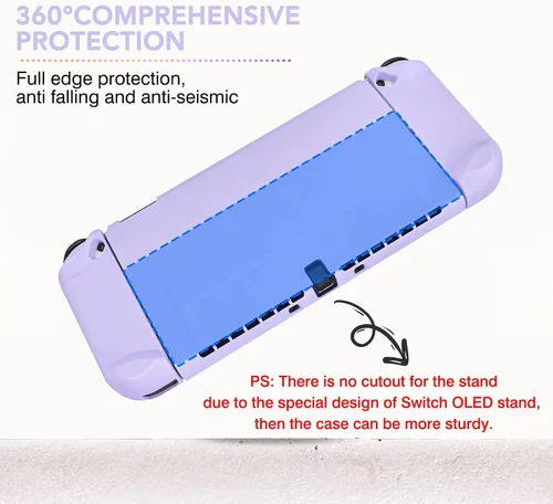 Vista 11 de DLseego Switch OLED Protective Case Dockable Hard Shell Anti-Scratch Cover Joycon Accessory Skin with 6PCS Thumb Grips Caps and 2Pc Screen