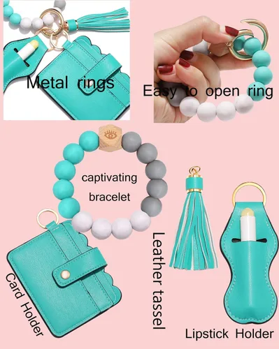 Vista 4 de BVGA Pulsera llavero de pulsera de silicona para mujer