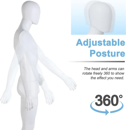 Vista 2 de Male Full Body Mannequin, Realistic Male Mannequin with Stand, Adjustable & Detachable Dress Form for Retail Clothing Display, Tailoring, Fashion
