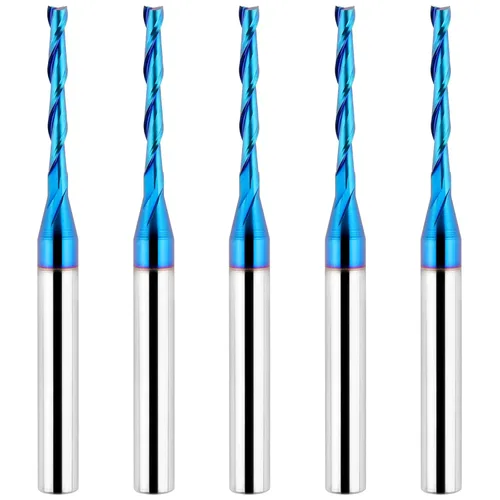 Vista 25 de EANOSIC Brocas de fresadora en espiral de compresión ascendente y descendente de 1/2 pulgada de diámetro de corte con revestimiento nano azul