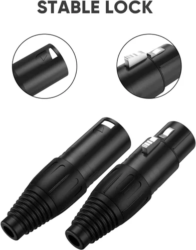 Vista 4 de CableCreation 3Pin XLR macho x 1 + 3 pines XLR hembra* 1, conector adaptador de micrófono, 2 pares, conector de cargador de micrófono macho y hembra