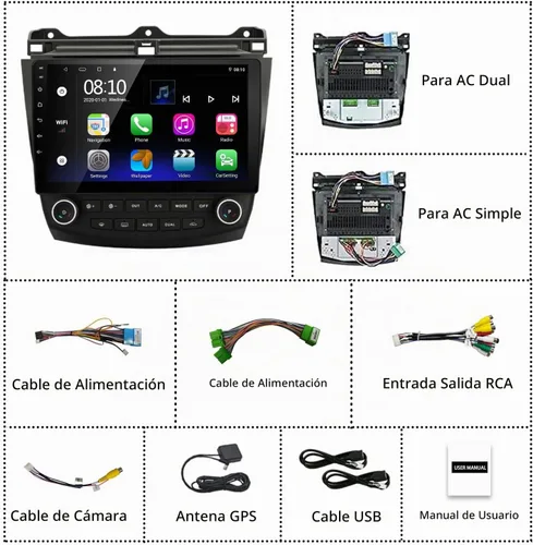 Vista 6 de Estéreo de coche para Honda Accord 7th 2003-2007 Carplay incorporado