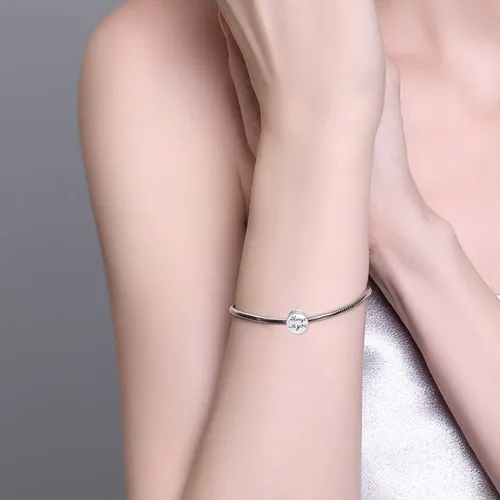 Vista 5 de PEIMKO Pulsera de serpiente de plata de ley personalizada con foto personalizada y forma redonda