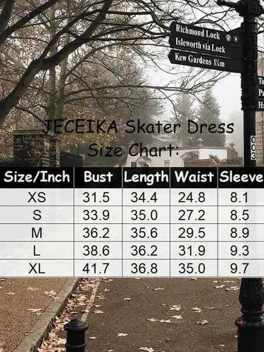 Vista 5 de JECEIKA Vestidos de manga corta para mujer con cuello Peter Pan Aline Fit y Flare Wednesday Addam