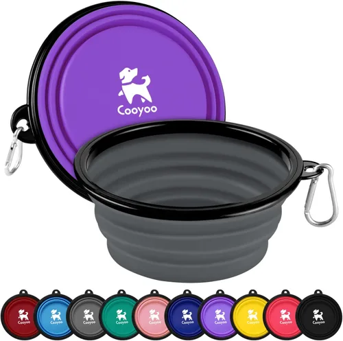 Vista 63 de COOYOO Cuenco plegable para perros, paquete de 2 cuencos plegables para agua para perros y gatos, plato portátil para alimentación de mascotas