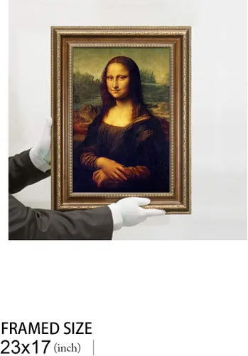 Vista 7 de DECORARTS - Leonardo Da Vinci Mona Lisa - Arte enmarcado con marco de bronce antiguo, impresión giclée, retrato renacentista fabricado en Estados