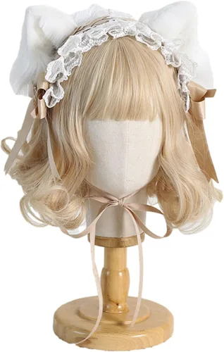 Vista 3 de Sweet Lolita - Diadema para el cabello para mujeres y niñas, pelo sintético, orejas de gato, zorro, pinzas para el cabello de sirvienta, cosplay