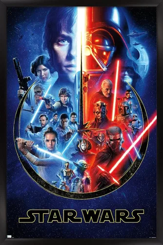 Vista 8 de Trends International Star Wars: Saga - Póster de pared Skywalker Saga, 22.4 pulgadas de largo x 14.7 pulgadas, versión enmarcada de madera de granero