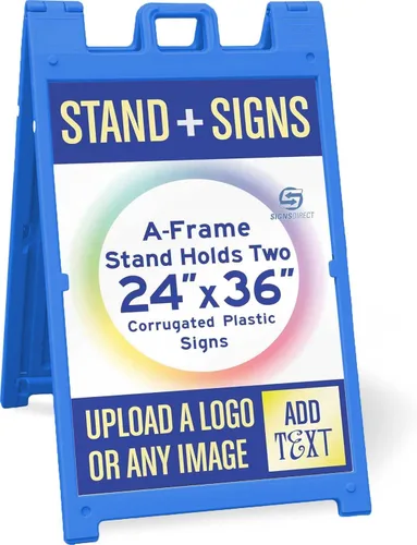 Vista 2 de Un marco A de lujo con signicade azul con 2 carteles impresos personalizados