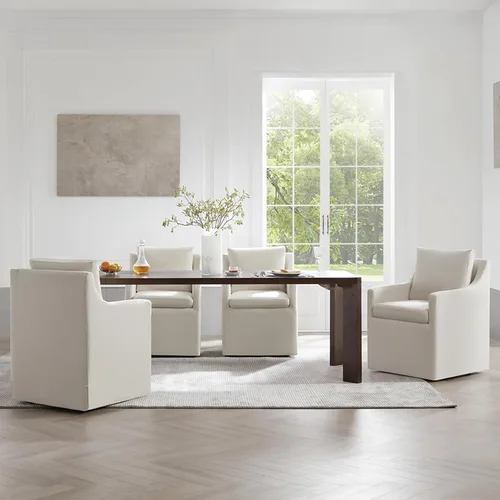 Vista 15 de KISLOT Upholstered Dining Chairs Set of 1 with Casters, Cream