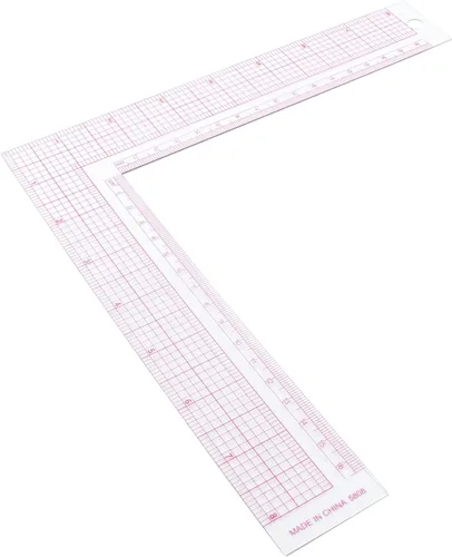Vista 5 de Hitefu Regla cuadrada L para coser, 2 piezas, plástico transparente