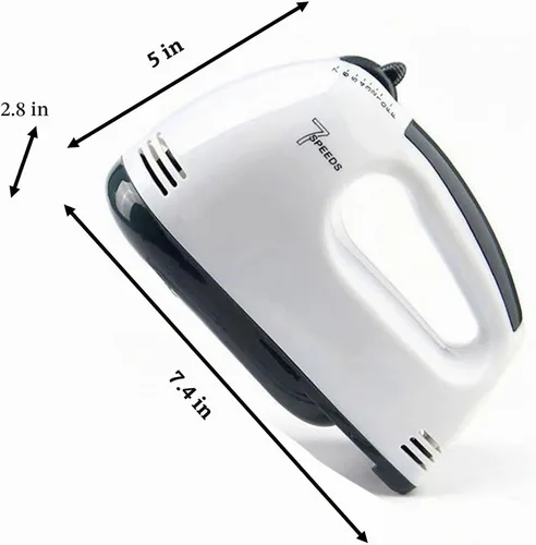 Vista 3 de Batidora de mano eléctrica, 7 velocidades de huevo y harina de mezcla automática con batidor para cocinar pan, pastel (1)