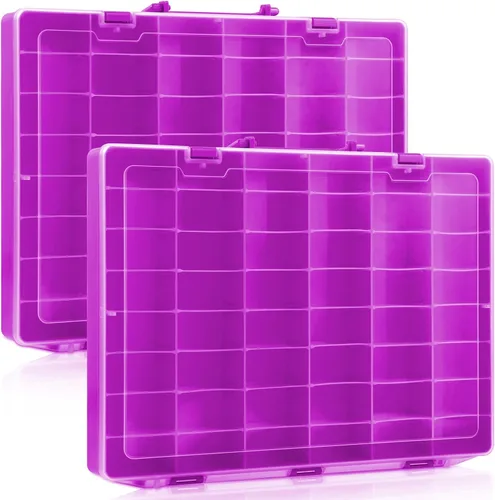 Vista 9 de Juexica 2 piezas Caja organizadora de almacenamiento de plástico grande con 48 rejillas, caja de aparejos, contenedor organizador de compartimentos