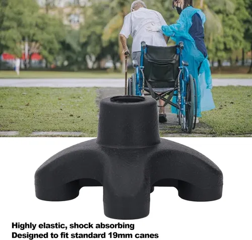 Vista 6 de Quad Cane Tips for Stability 4 Prong Self Standing Non Slip Rubber Base Replacement Foot 19mm Threaded Walking Canes,Duty ABS