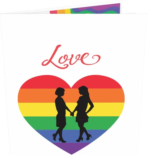 Vista 7 de iGifts And Cards Tarjeta emergente de corazón lesbiana 3D – Escultura de amor es amor para el mes del orgullo, salir y día de San Valentín – Regalo