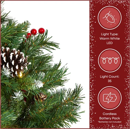 Vista 5 de National Tree Company - Relleno de urna artificial de Navidad pre-iluminado de 18 pulgadas con bayas esmeriladas, decoración de Navidad con conos