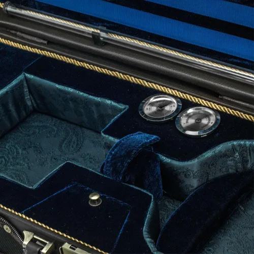 Vista 4 de Sky Estuche Oblongo Violín VNCW02 Madera Maciza con Higrómetros Negro/Azul