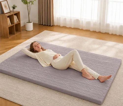 Vista 13 de Mollydot Colchón de futón japonés tamaño matrimonial de 54 x 75 pulgadas, colchón de cama plegable, tapete portátil de tatami, cojín de futón