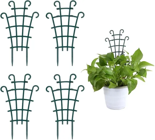Vista 7 de UWIOFF Paquete de 12 enrejados para plantas en maceta, enrejado de jardín para plantas trepadoras, mini plantas trepadoras, macetas de enrejado