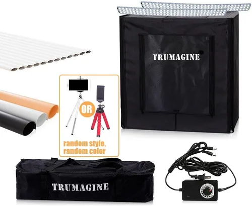 Vista 4 de Caja de luz fotográfica para fotografía de 24 x 24 x 24 pulgadas, kit de tienda de campaña con cubo LED regulable para caja de estudio blanca