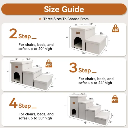 Vista 3 de Zerbuger Escaleras para Perros con Condominio de 15" de Altura, Escalones de 2 Pasos Más Anchos para Perros Pequeños/Medianos/Grandes Mayores
