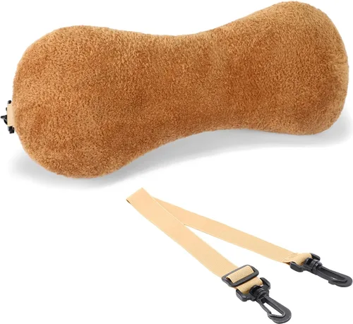 Vista 10 de Colingmill 1 almohada de cuello para reposacabezas reclinable, almohada en forma de hueso, felpa con correa ajustable, soporte para el cuello y Negro