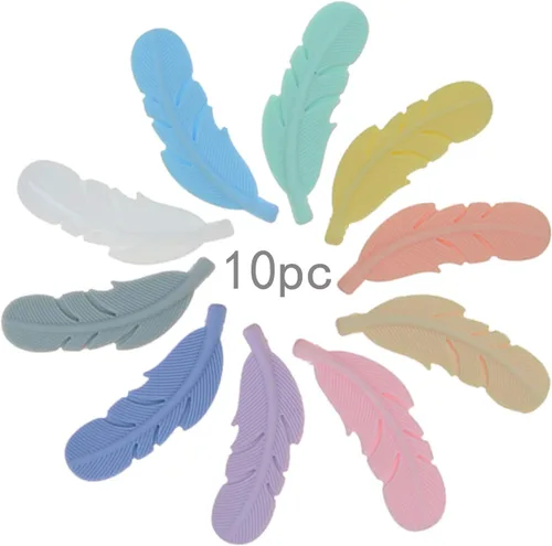 Vista 4 de Colgante de silicona de plumas de 1.732 in, 10 cuentas de silicona para hacer pulseras y collares