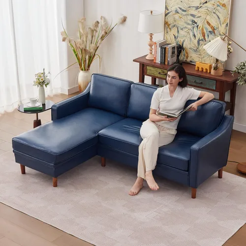 Vista 14 de Kingfun Sofá en Forma de L de 88", Sofá Seccional de Chenilla, Sofás Modernos de Mediados de Siglo con Marco de Madera Maciza para Sala de Estar