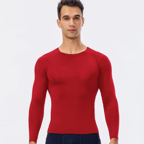 Vista 4 de Camiseta de compresión atlética para hombre, para entrenamiento, correr, manga larga, capa base fresca y seca, camiseta deportiva activa