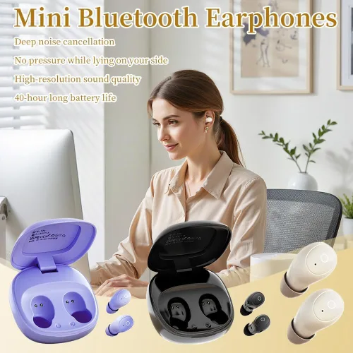 Vista 5 de Audífonos pequeños invisibles para dormir, auriculares inalámbricos Bluetooth más pequeños, micro ocultos, discretos, cómodos y pequeños auriculares