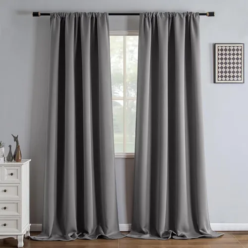 Vista 16 de IGEMAEVE - Juego de 2 paneles de cortinas opacas negras de 72 pulgadas, cortinas oscuras para dormitorio de 72 pulgadas de largo, cortinas oscuras