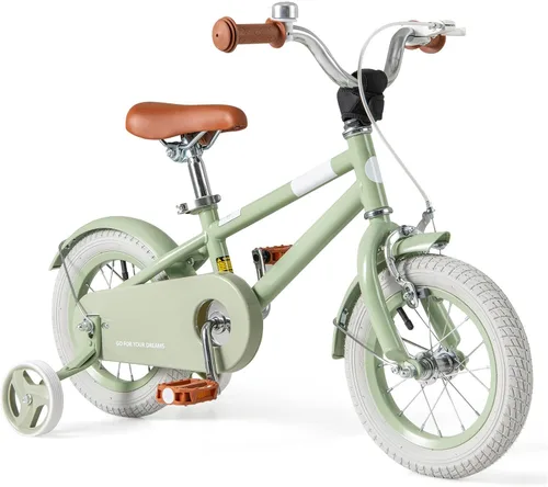 Vista 25 de BABY JOY Bicicleta infantil de macarones coloridos, de 12, 14, 16 y 18 pulgadas, bicicleta deportiva para niños con ruedas de entrenamiento